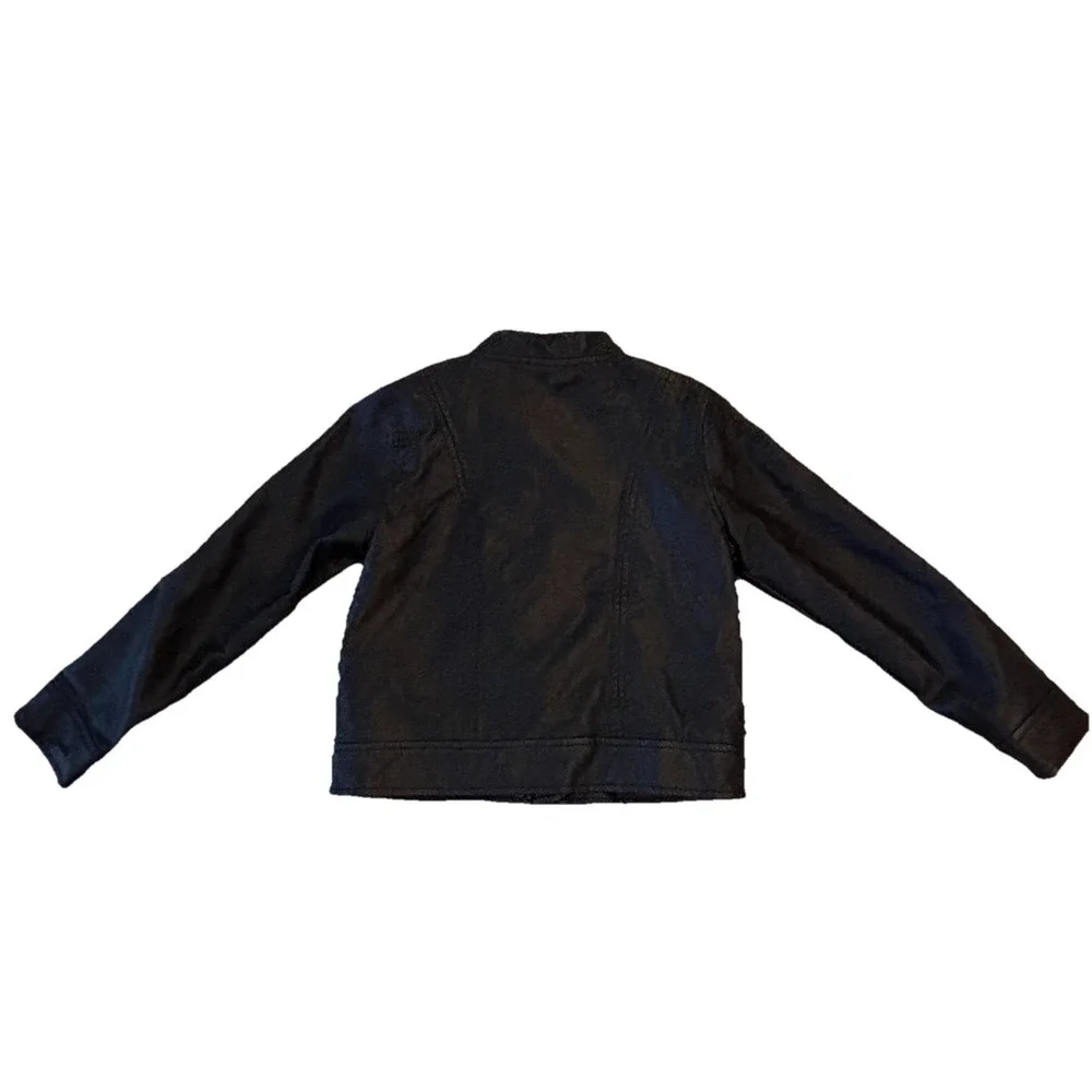 Gymboree Girls Black‎ Biker Jacket Small 5 / 6 Faux Leather Moto Side Pockets